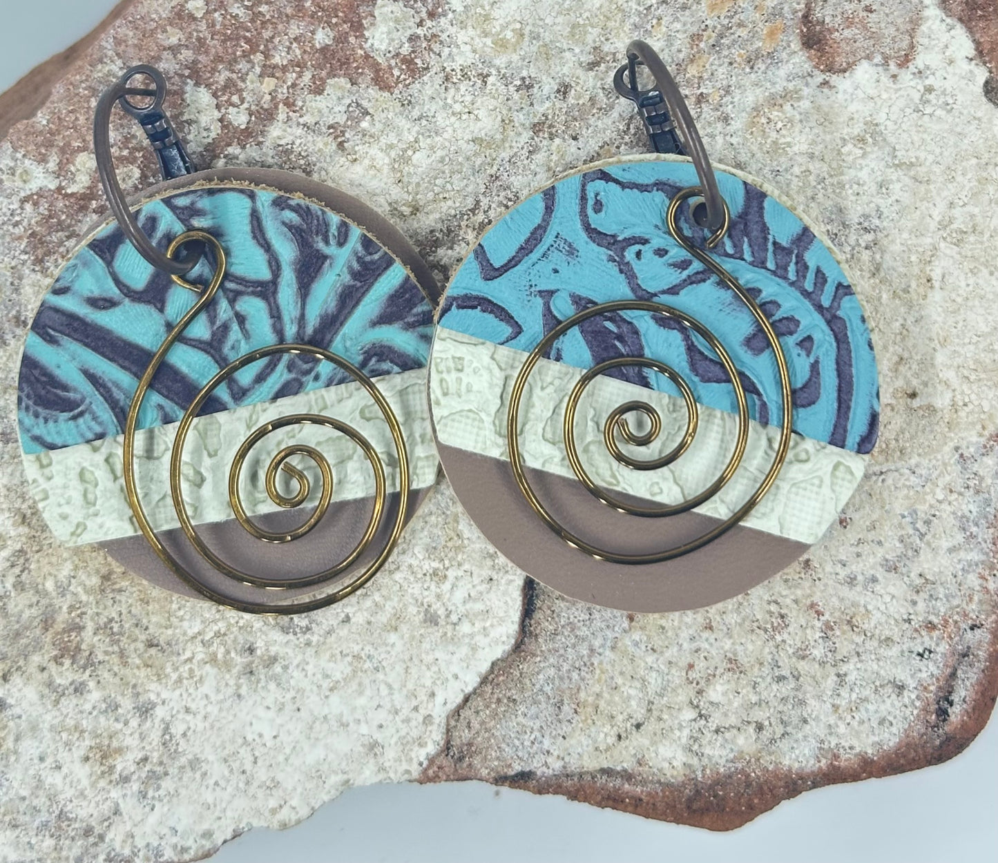 Blue, Ivory and Beige Earrings