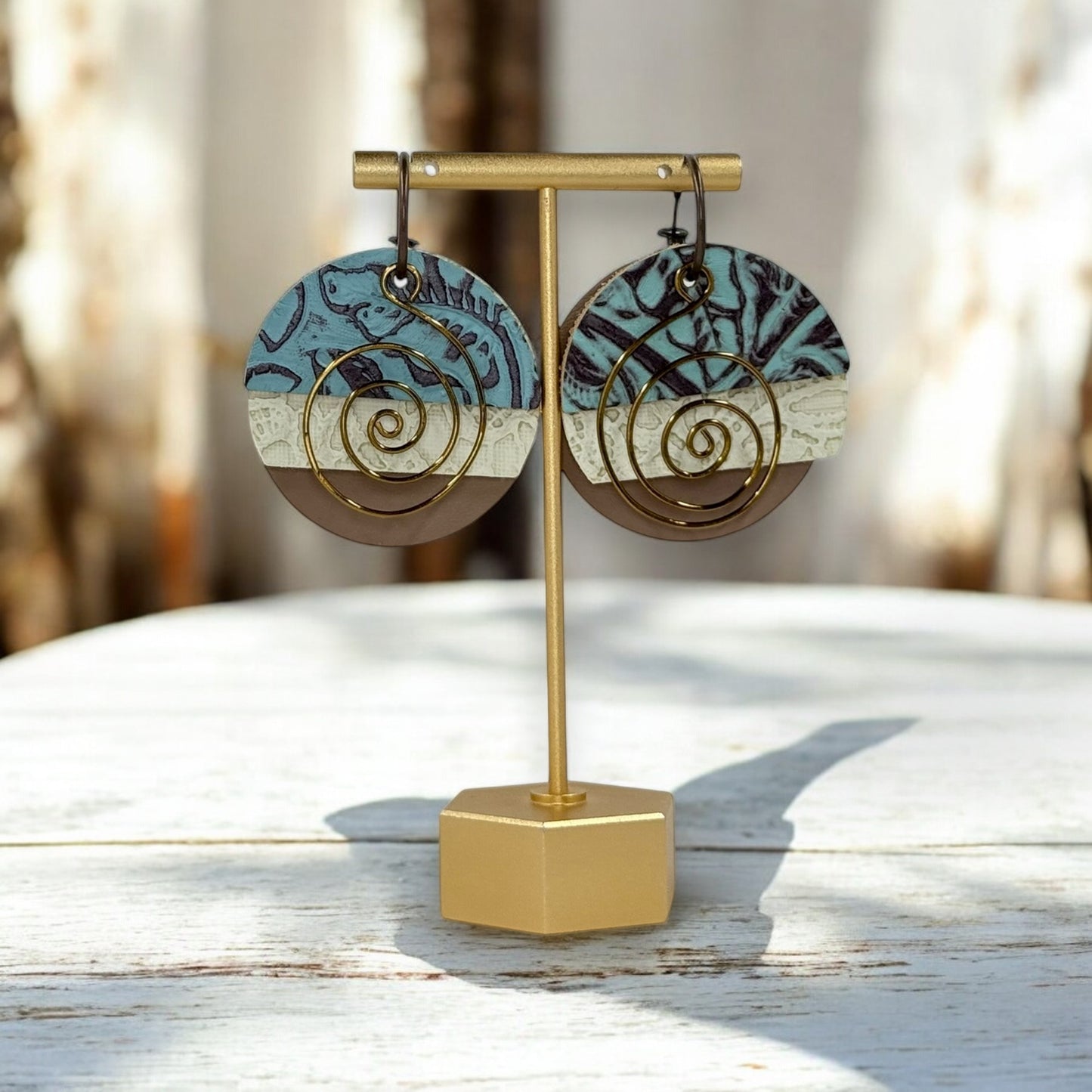 Blue, Ivory and Beige Earrings